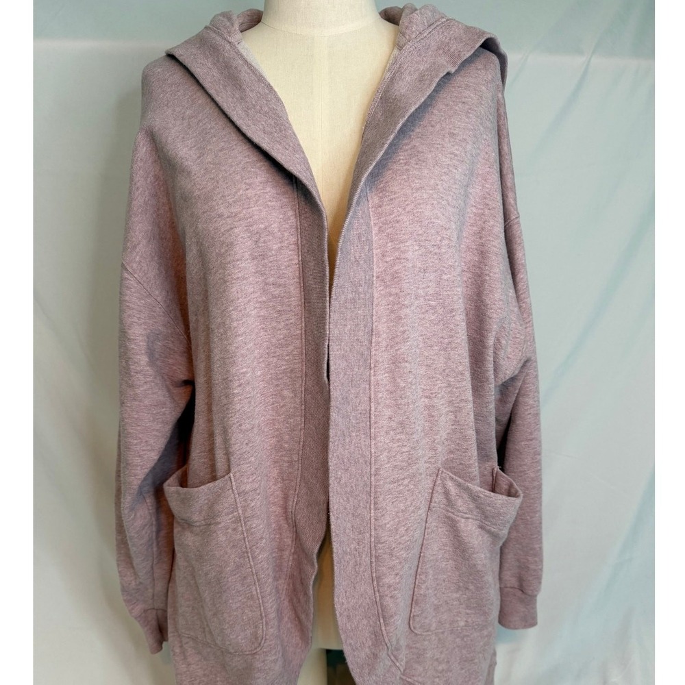 Gap Sweats‎ Fleece Hooded Open Cardigan Pockets Lilac Womens LARGE
